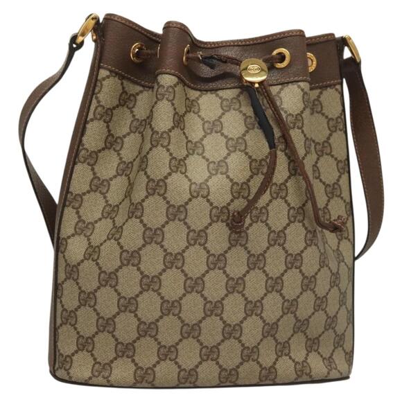 GUCCI GG Supreme Shoulder Bag Pvc Beige Gold - Picture 1 of 16